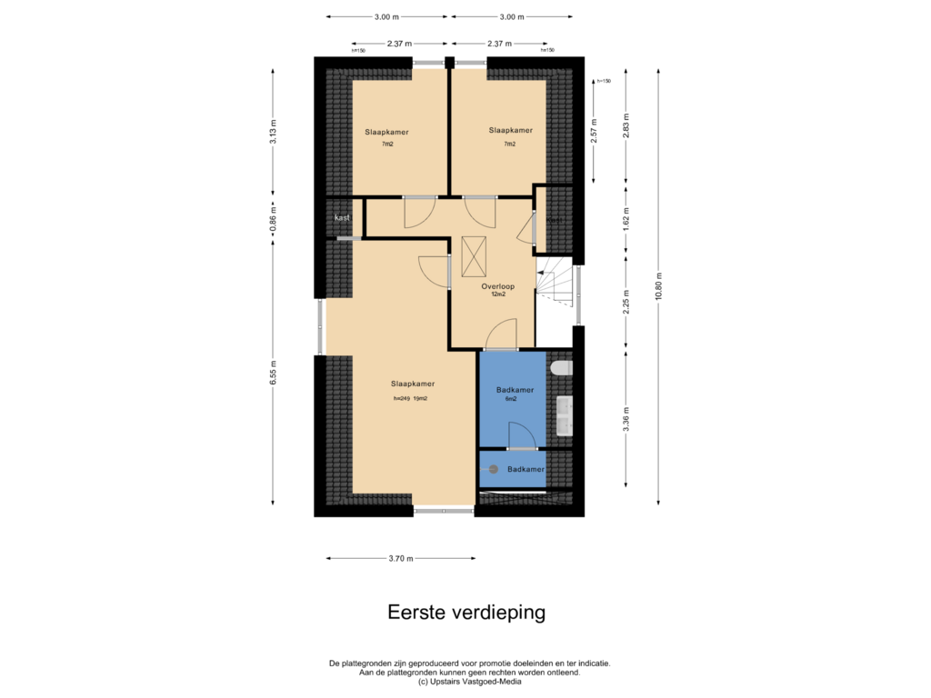 View floorplan of Eerste verdieping of Zandvoortweg 9