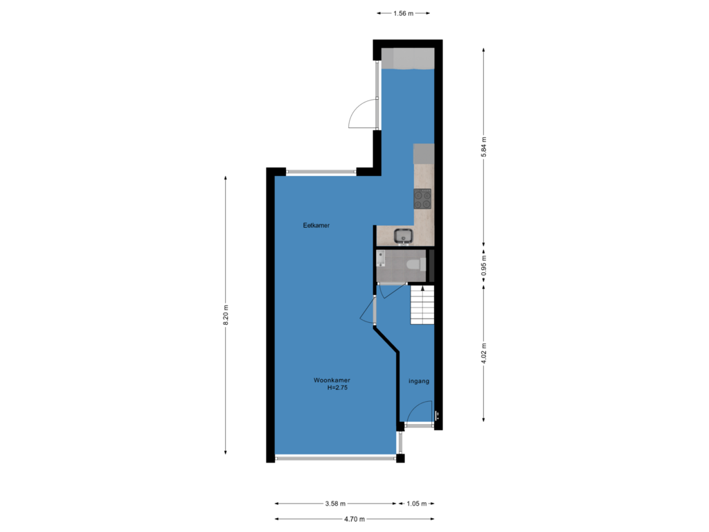 Bekijk plattegrond van Begane grond van Koningin Wilhelminaweg 171