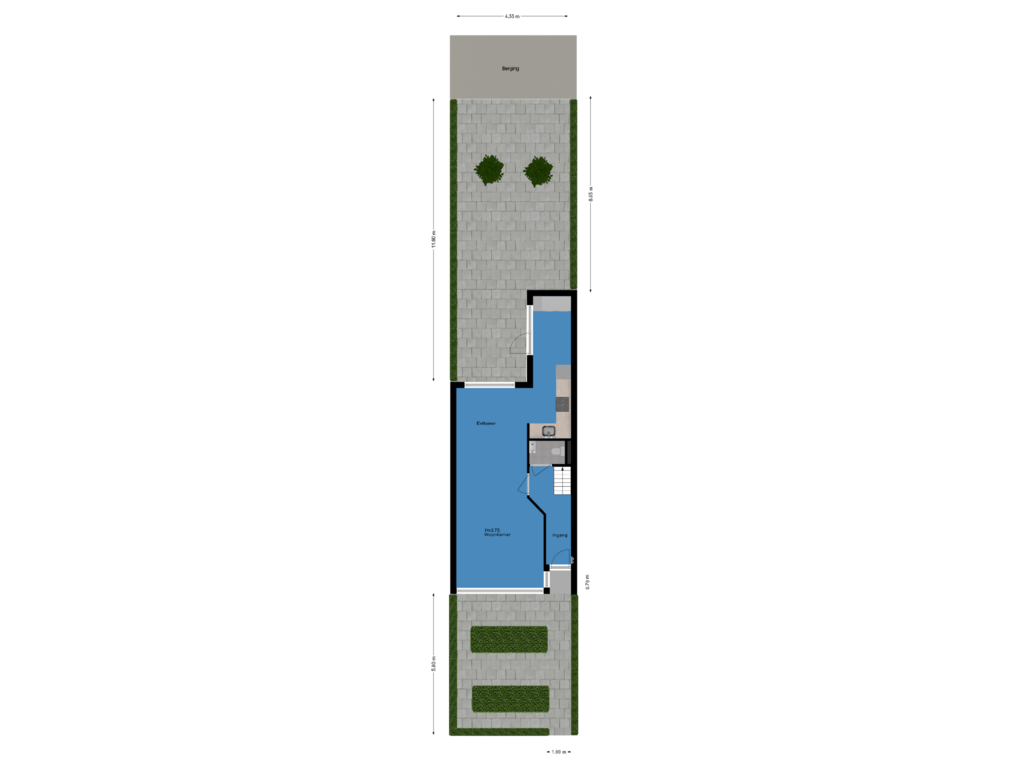 Bekijk plattegrond van Tuin van Koningin Wilhelminaweg 171