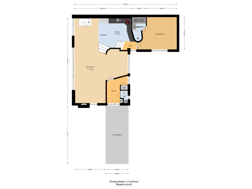 Bekijk plattegrond van Begane grond van Rooseveltlaan 3