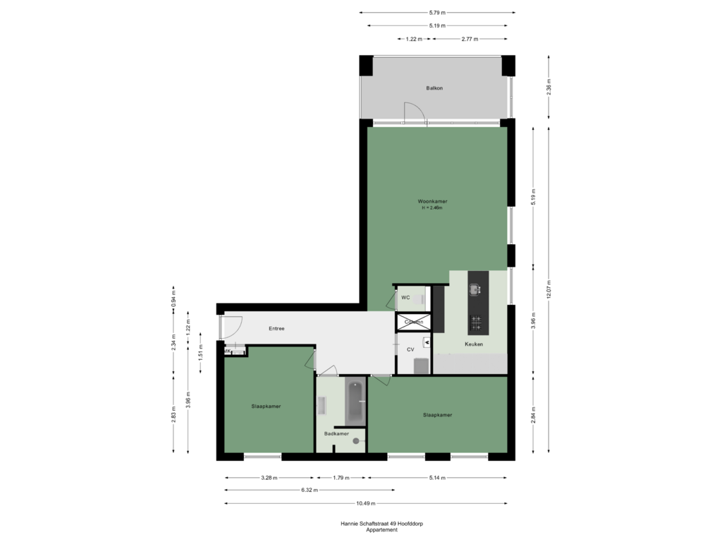 Bekijk plattegrond van Appartement van Hannie Schaftstraat 49