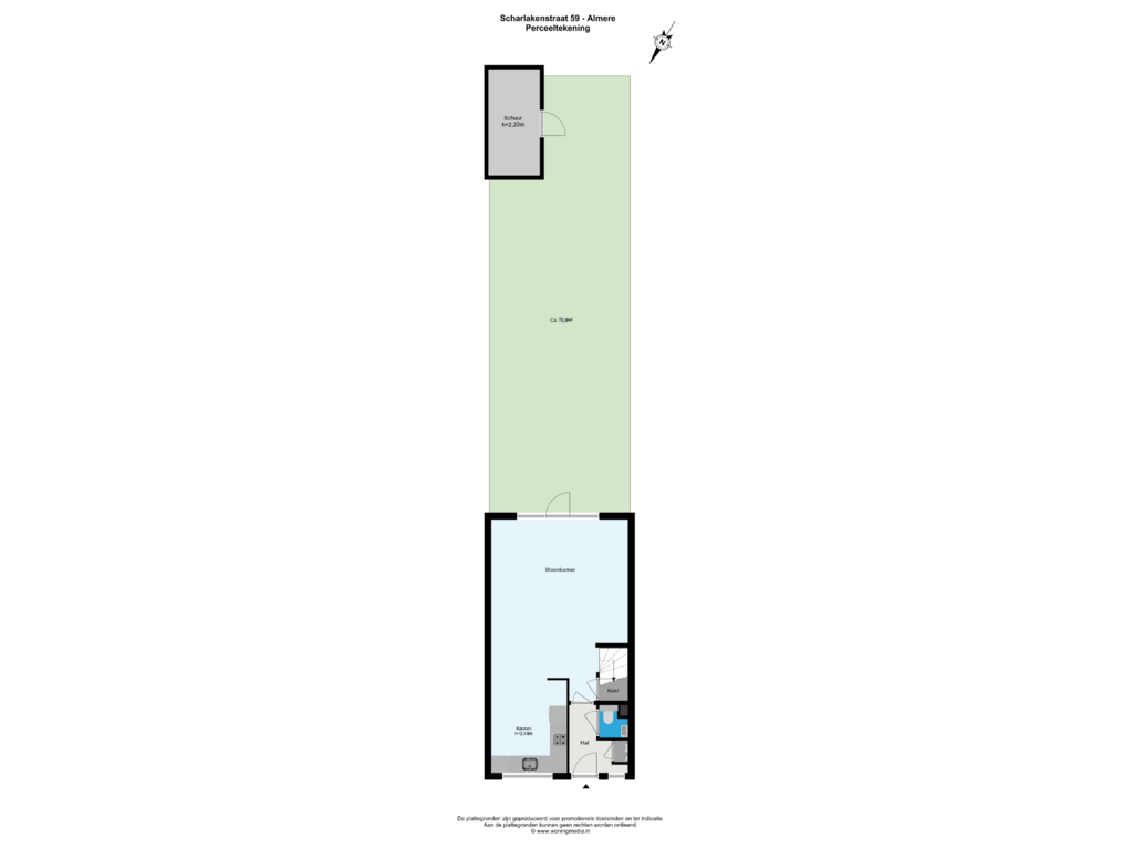 Bekijk plattegrond van Perceeltekening van Scharlakenstraat 59