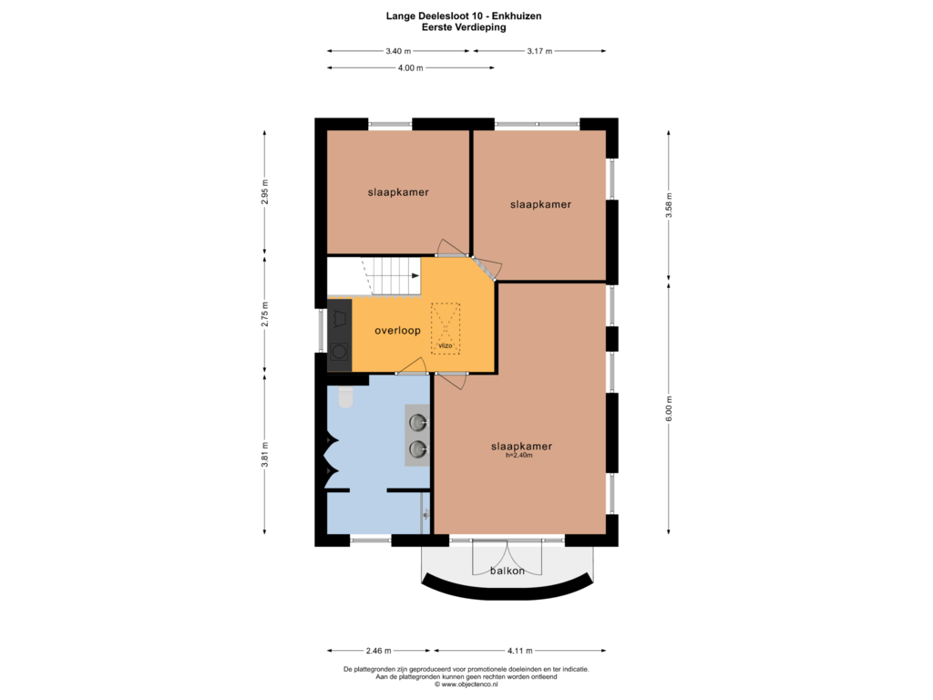 Bekijk plattegrond van EERSTE VERDIEPING van Lange Deelesloot 10