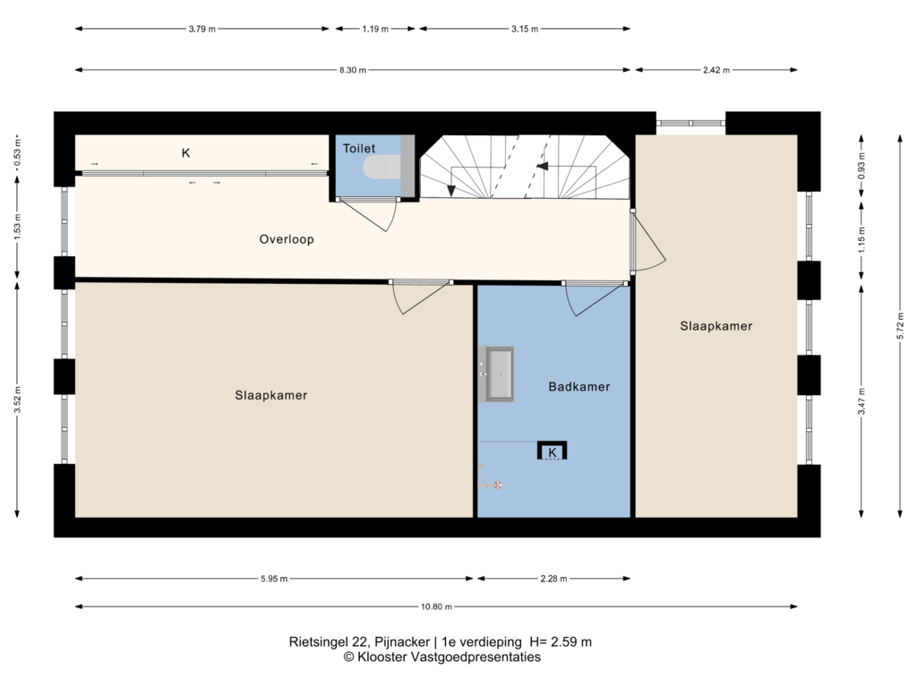 Bekijk plattegrond van 1e verdieping van Rietsingel 22