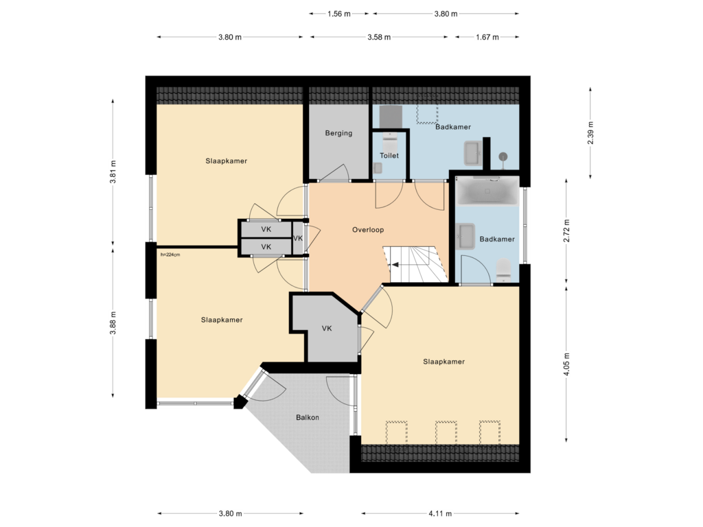 Bekijk plattegrond van 1e Verdieping van Teylingen 33