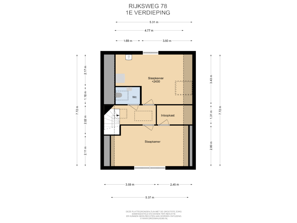 Bekijk plattegrond van 1E Verdieping van Rijksweg 78