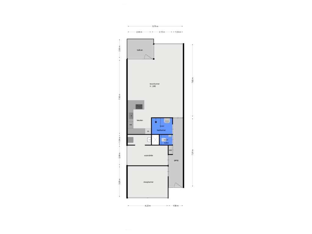 View floorplan of 2e verdieping of Thorbeckeplein 6-B