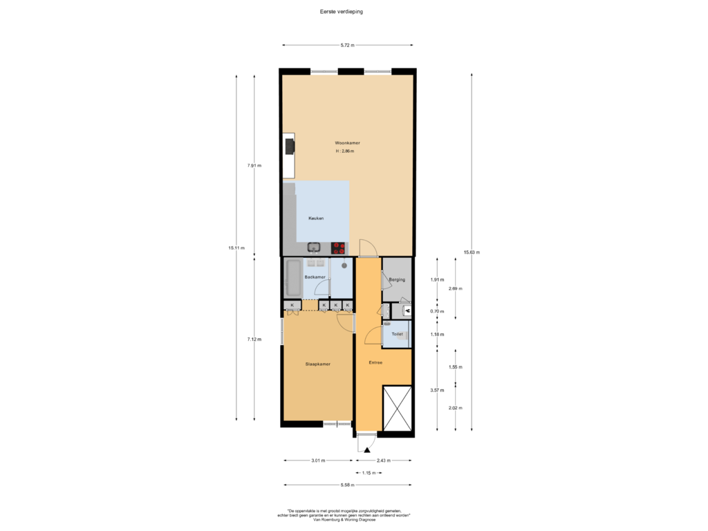 View floorplan of Eerste verdieping of Singel 286-C