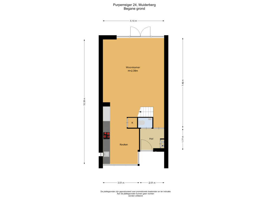 Bekijk plattegrond van Begane grond van Purperreiger 24