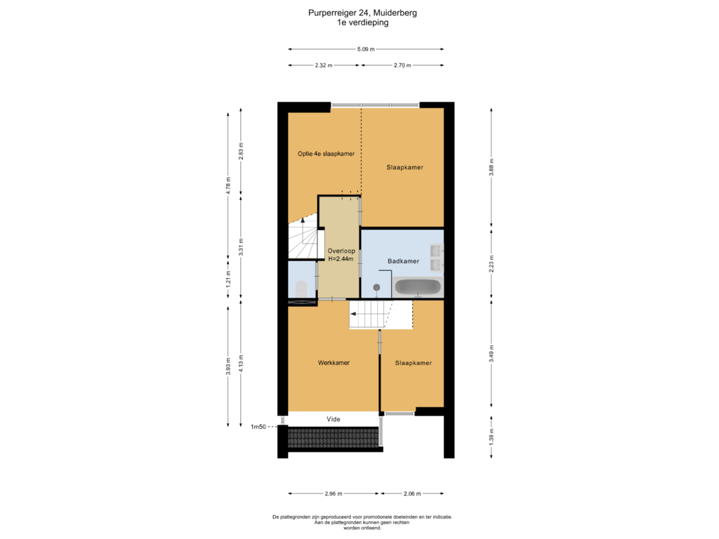 Bekijk plattegrond van 1e verdieping van Purperreiger 24