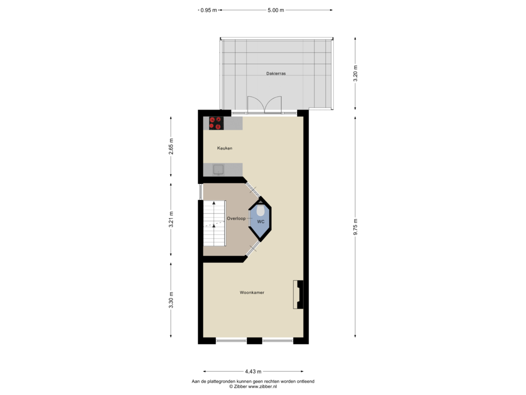 View floorplan of Eerste Verdieping of Westerbinnensingel 29