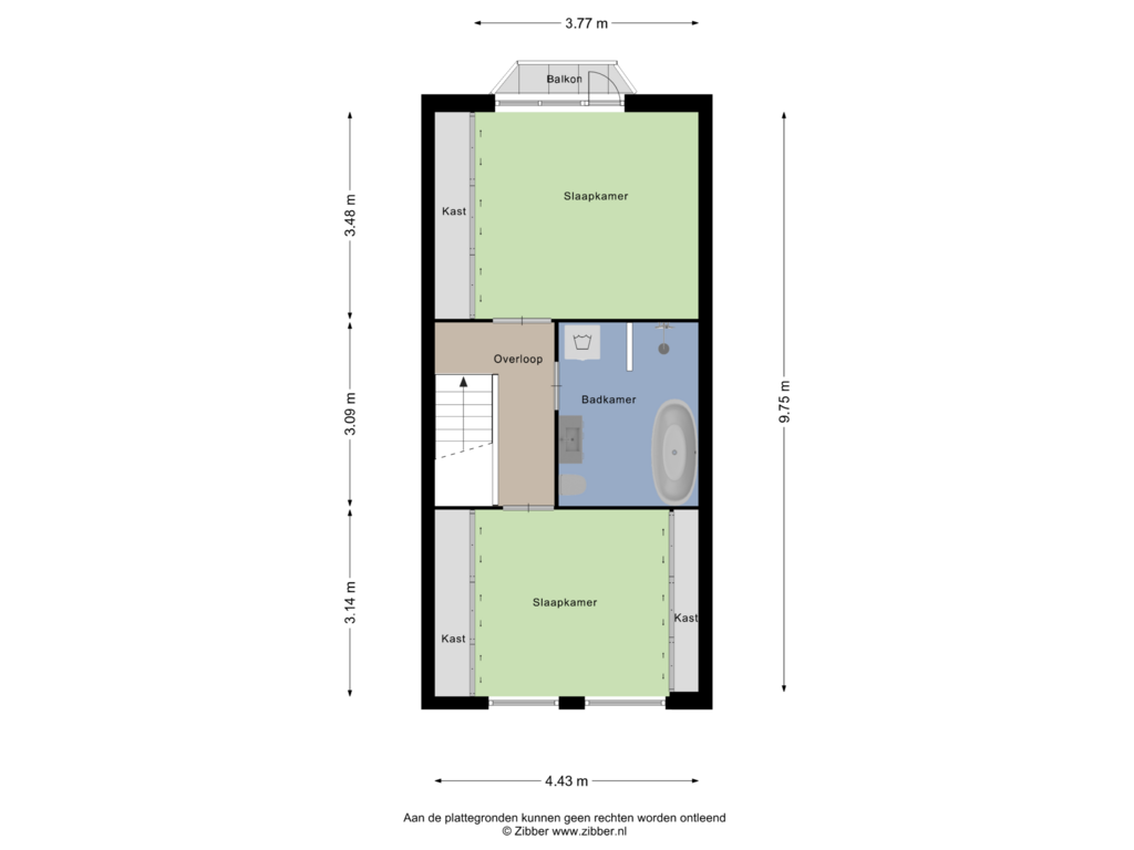 View floorplan of Tweede Verdieping of Westerbinnensingel 29