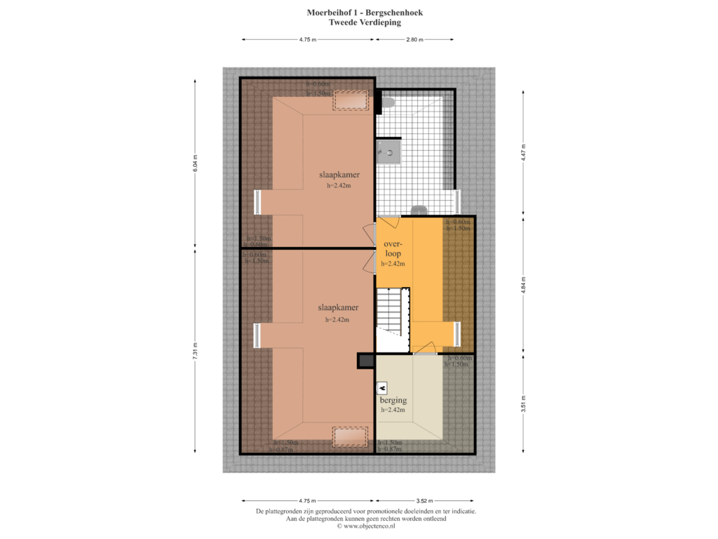 Bekijk plattegrond van Tweede Verdieping van Moerbeihof 1