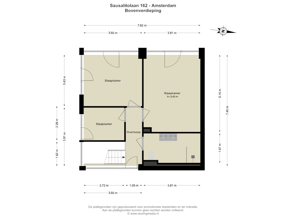 View floorplan of Bovenverdieping of Sausalitolaan 162