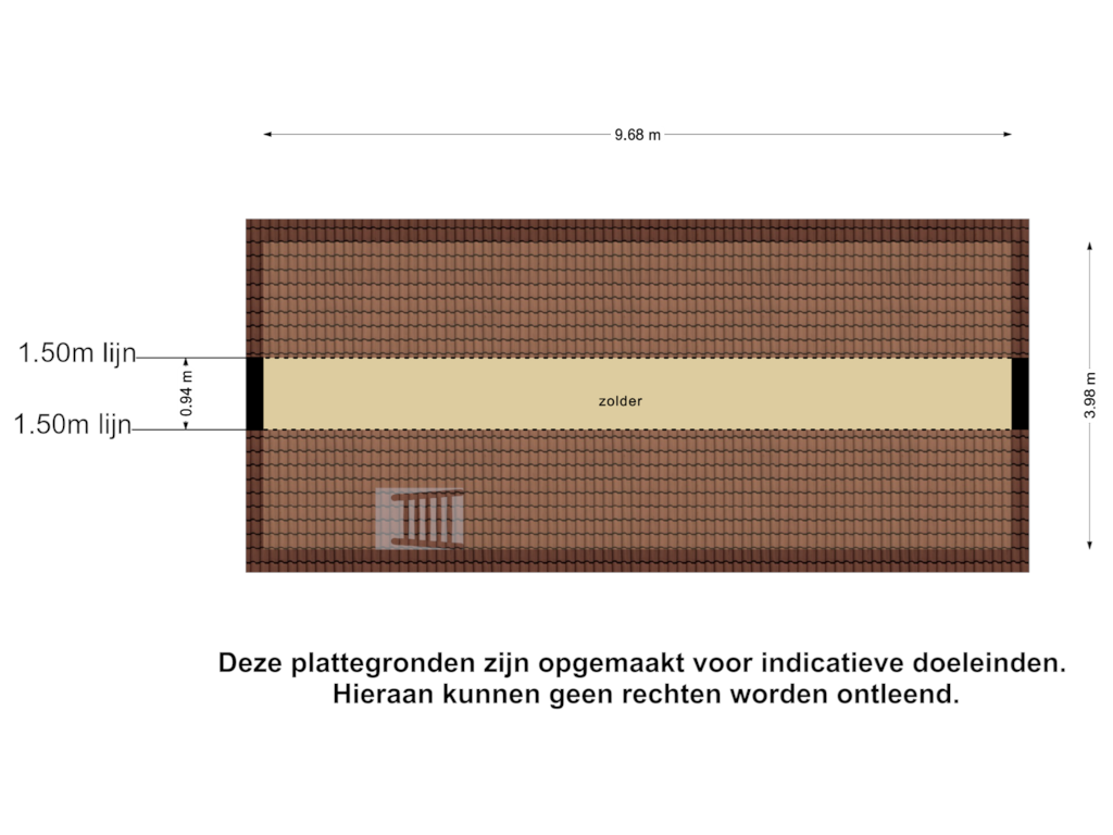 Bekijk plattegrond van Zolder van Wilhelminalaan 3-A