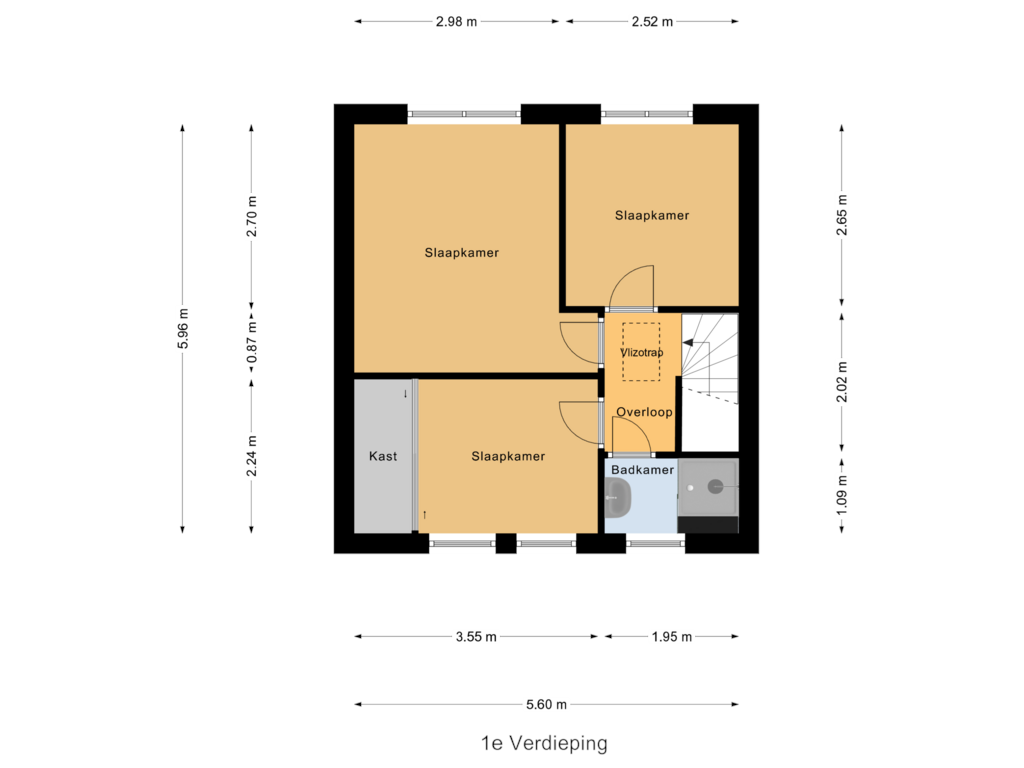 Bekijk plattegrond van 1e Verdieping van Ooststraat 25