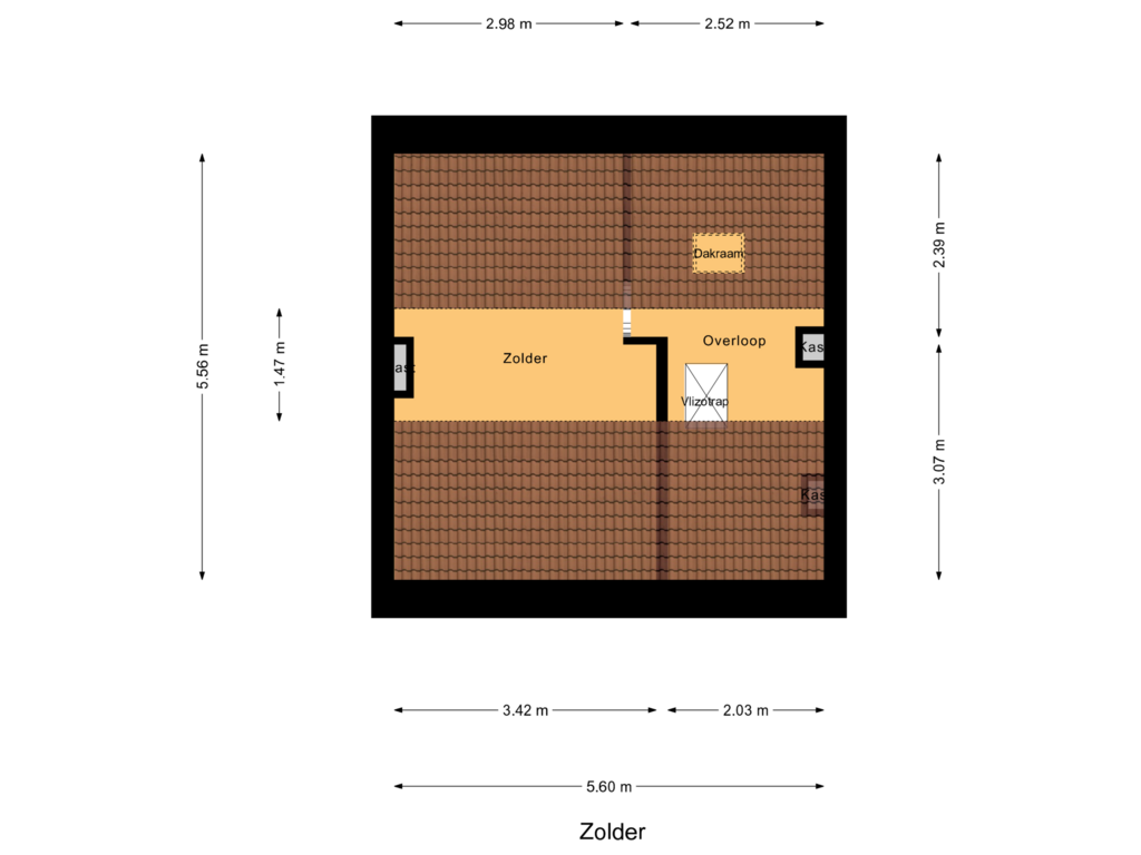 Bekijk plattegrond van Zolder van Ooststraat 25