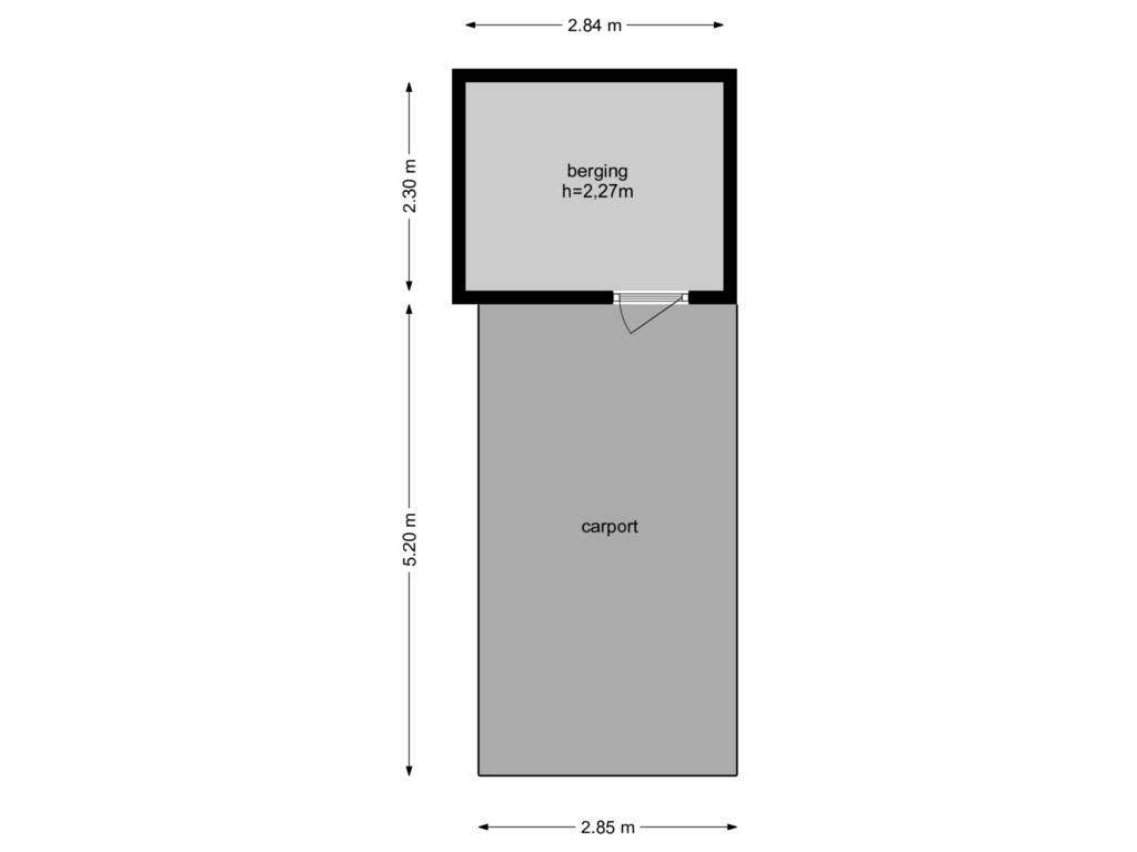 Bekijk plattegrond van Berging en carport van Korte Godelindestraat 20-A5