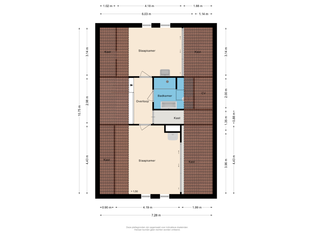 Bekijk plattegrond van Eerste verdieping van Julianaweg 65-A