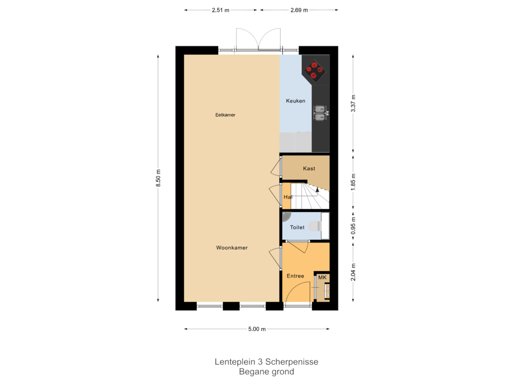 Bekijk plattegrond van Begane grond van Lenteplein 3