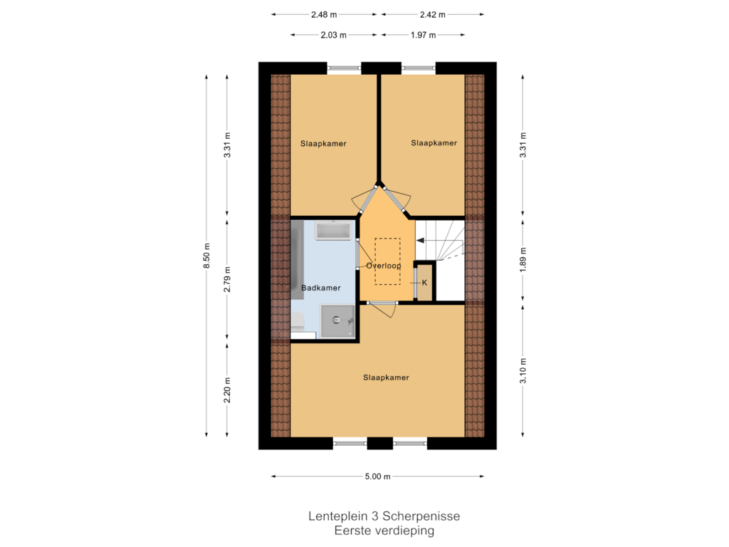 Bekijk plattegrond van Eerste verdieping van Lenteplein 3