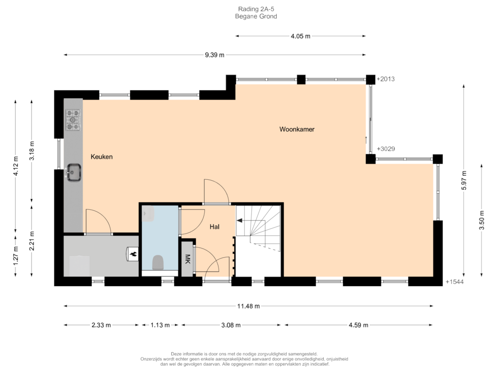 View floorplan of Begane Grond of Rading 2-A05