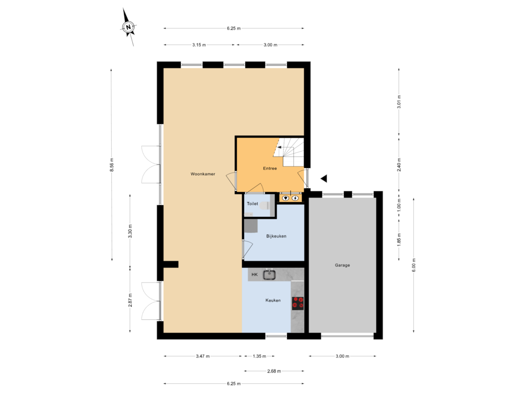 Bekijk plattegrond van Begane grond van Dorpsweg 9 A