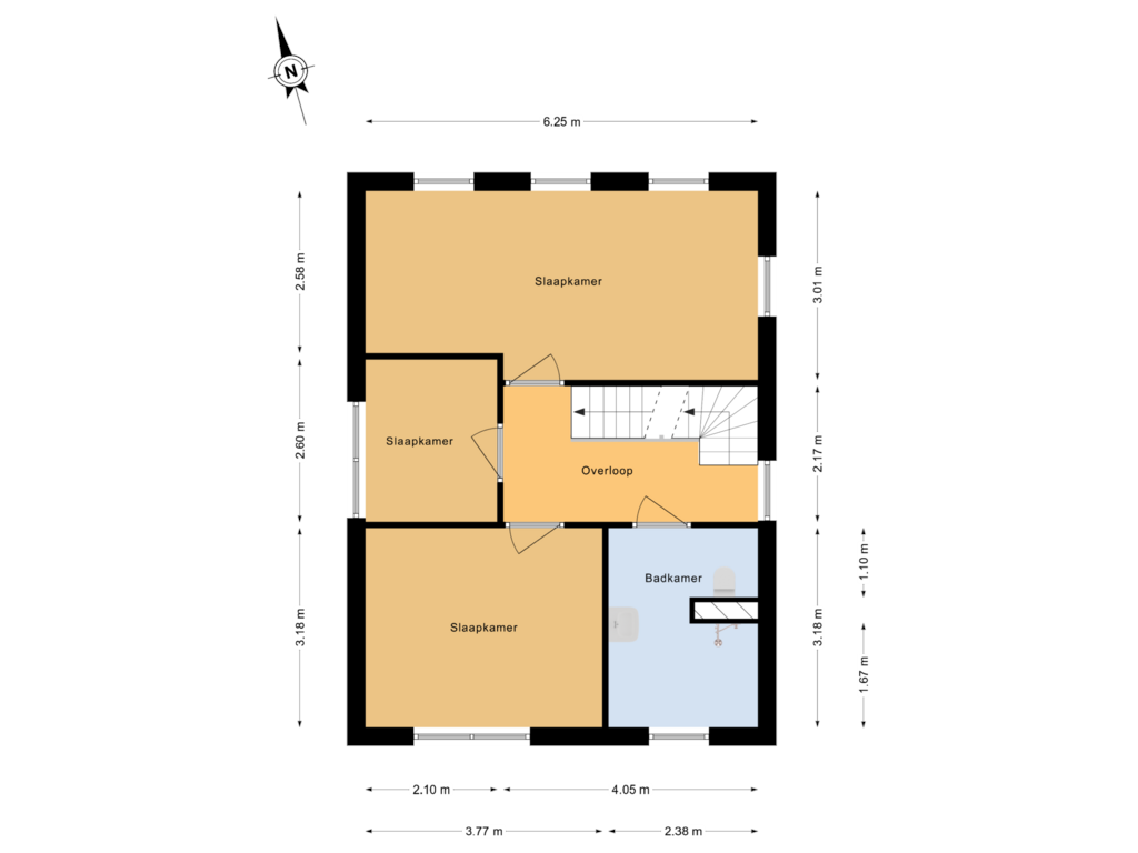 Bekijk plattegrond van 1e verdieping van Dorpsweg 9 A