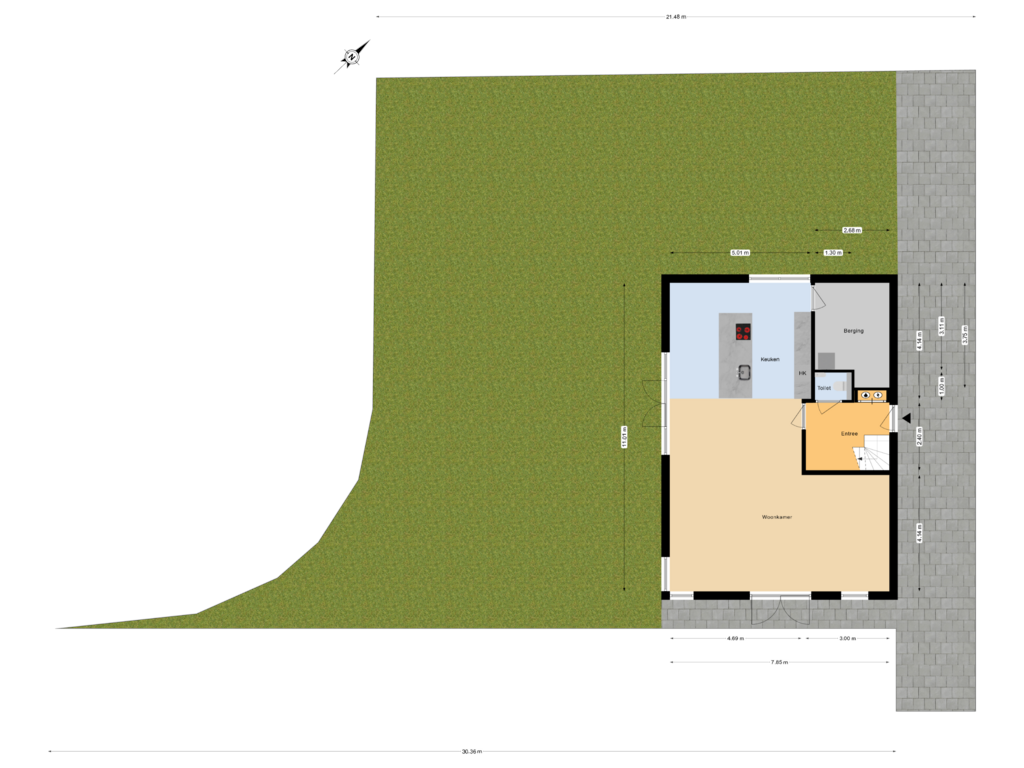 Bekijk plattegrond van Begane grond tuin van Dorpsweg 9 B