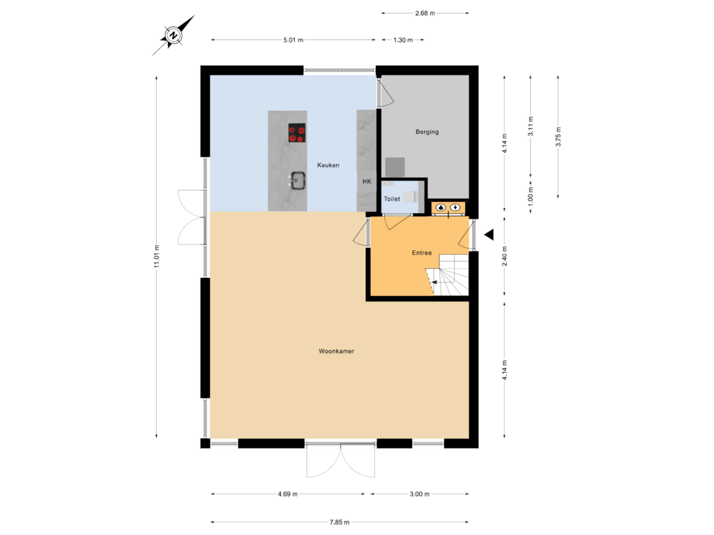 Bekijk plattegrond van Begane grond van Dorpsweg 9 B