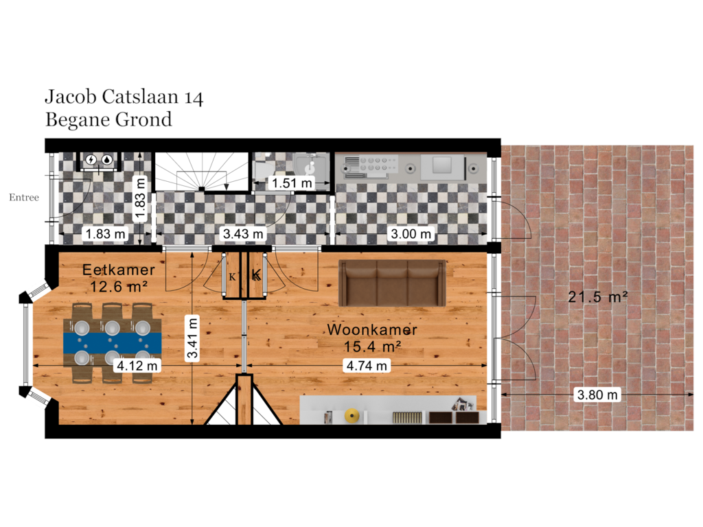 View floorplan of Begane Grond of Jacob Catslaan 14