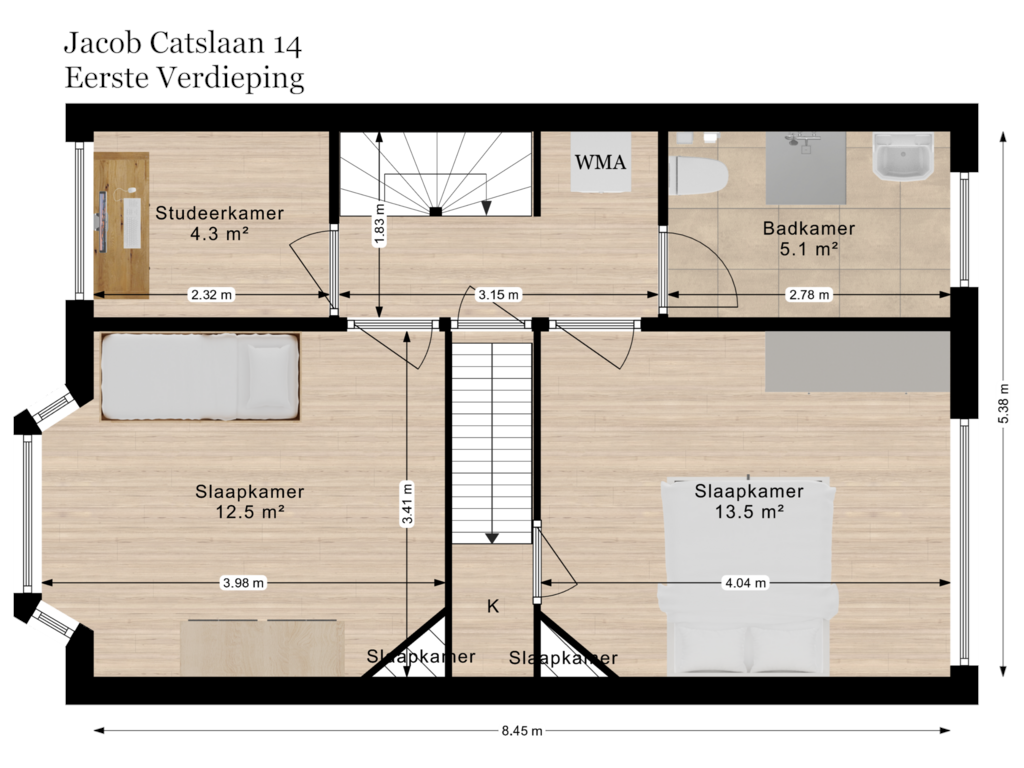 View floorplan of Eerste Verdieping of Jacob Catslaan 14