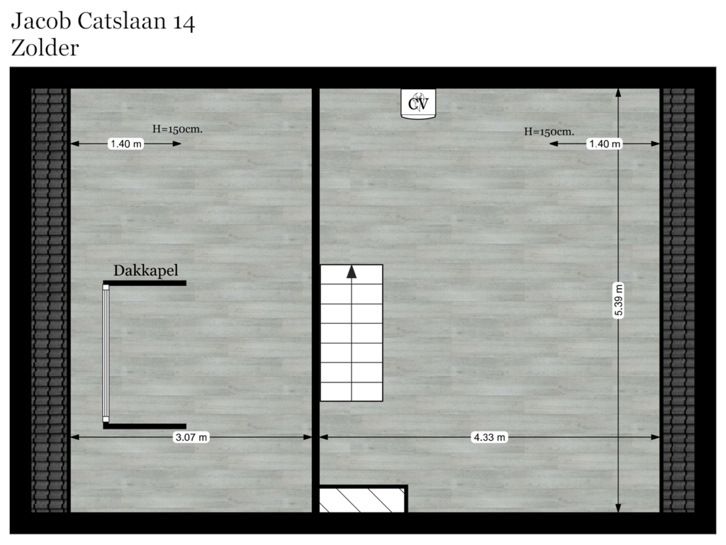 View floorplan of Zolder of Jacob Catslaan 14