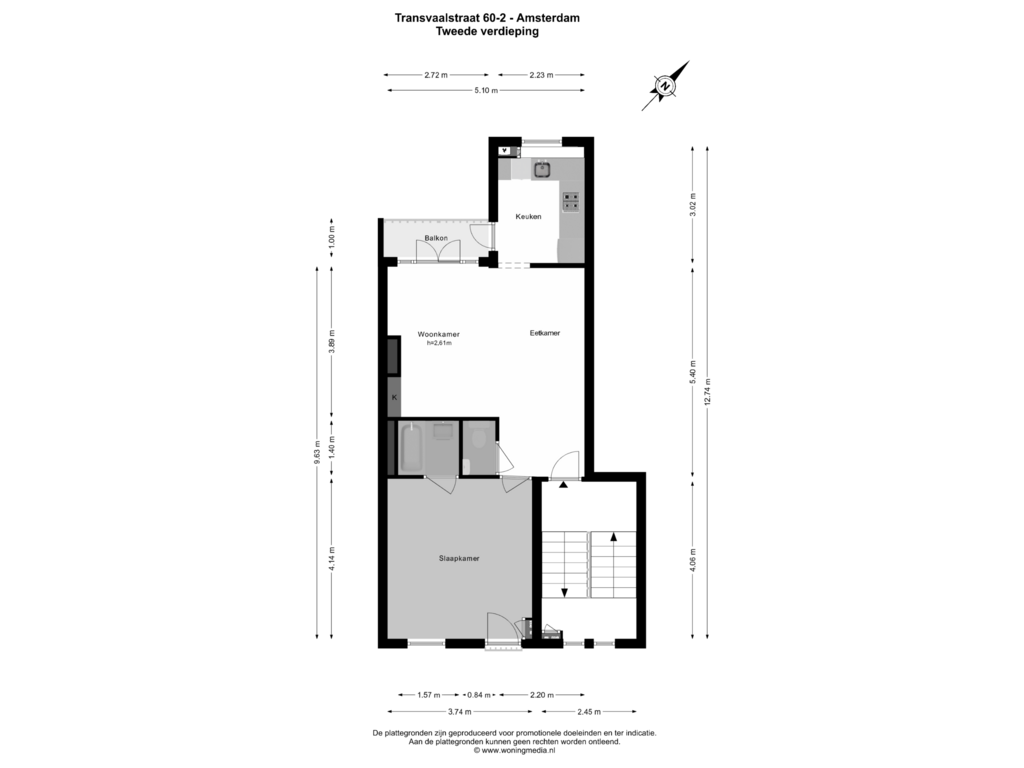 Bekijk plattegrond van Tweede verdieping van Transvaalstraat 60-2