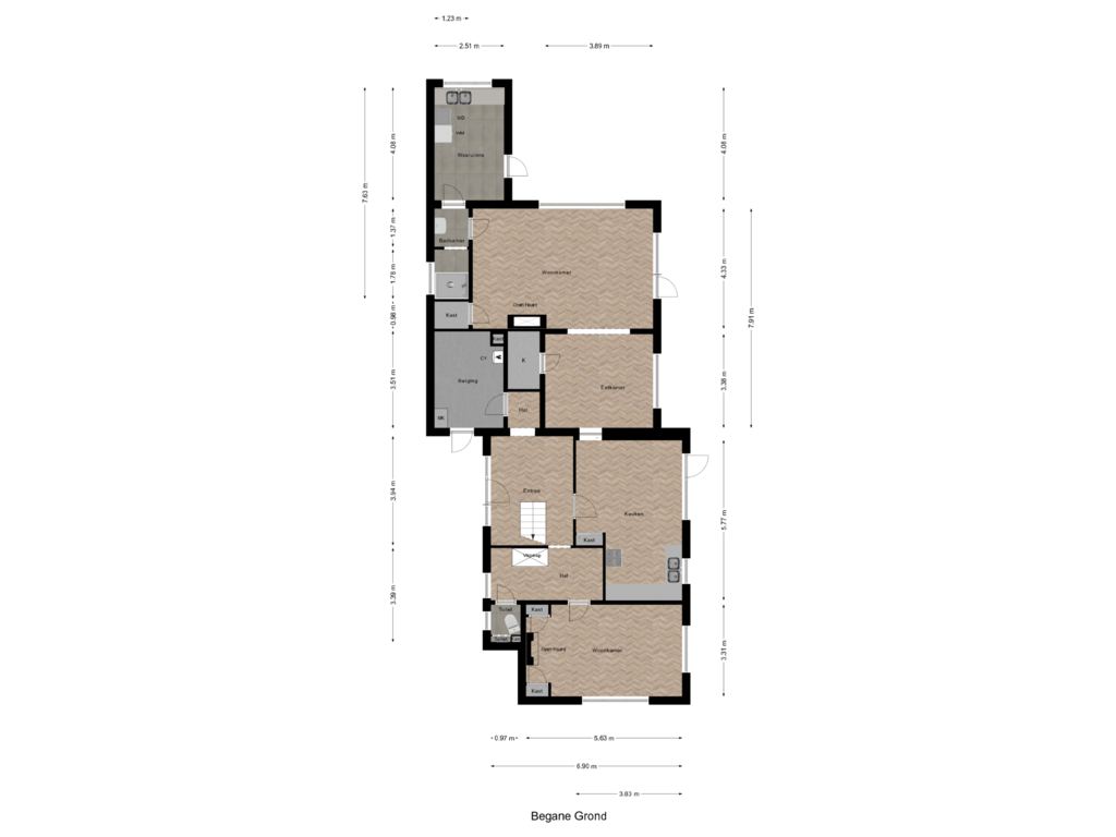 Bekijk plattegrond van Begane Grond van Dorpsstraat 966