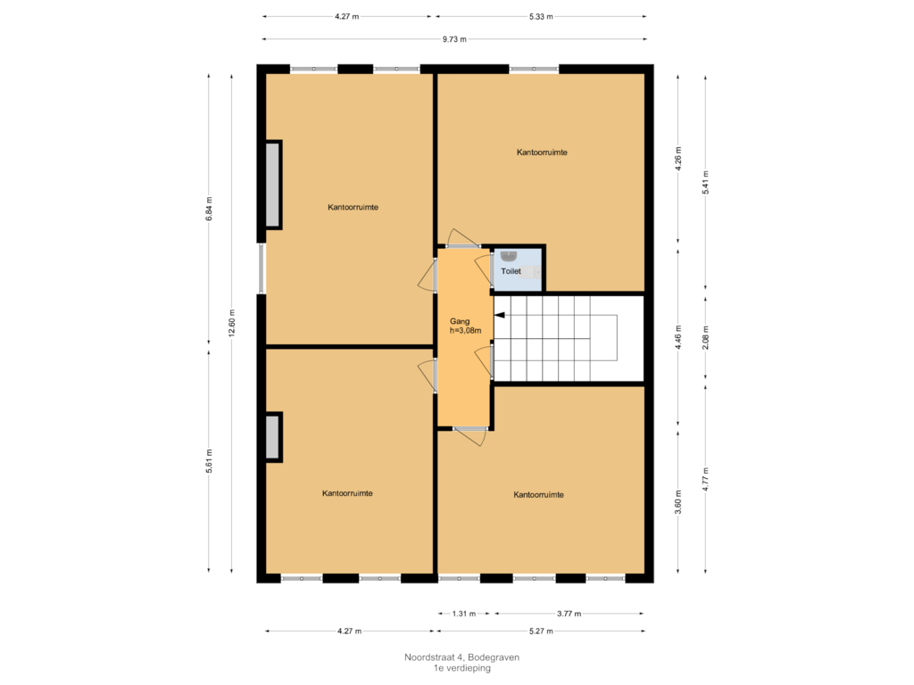 View floorplan of 1e verdieping of Noordstraat 4