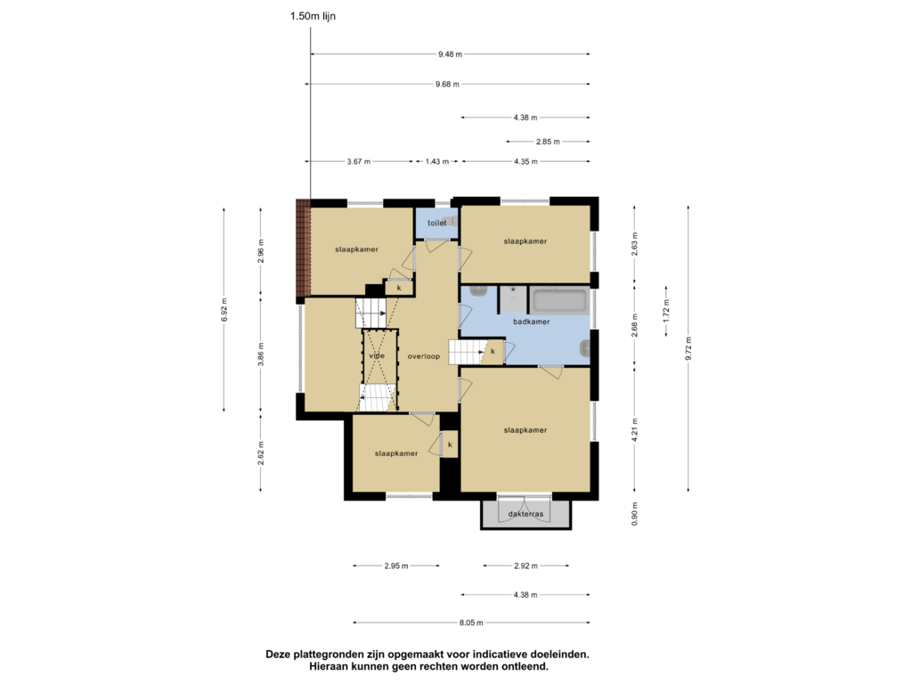 View floorplan of 1e verdieping of Molendijk 16