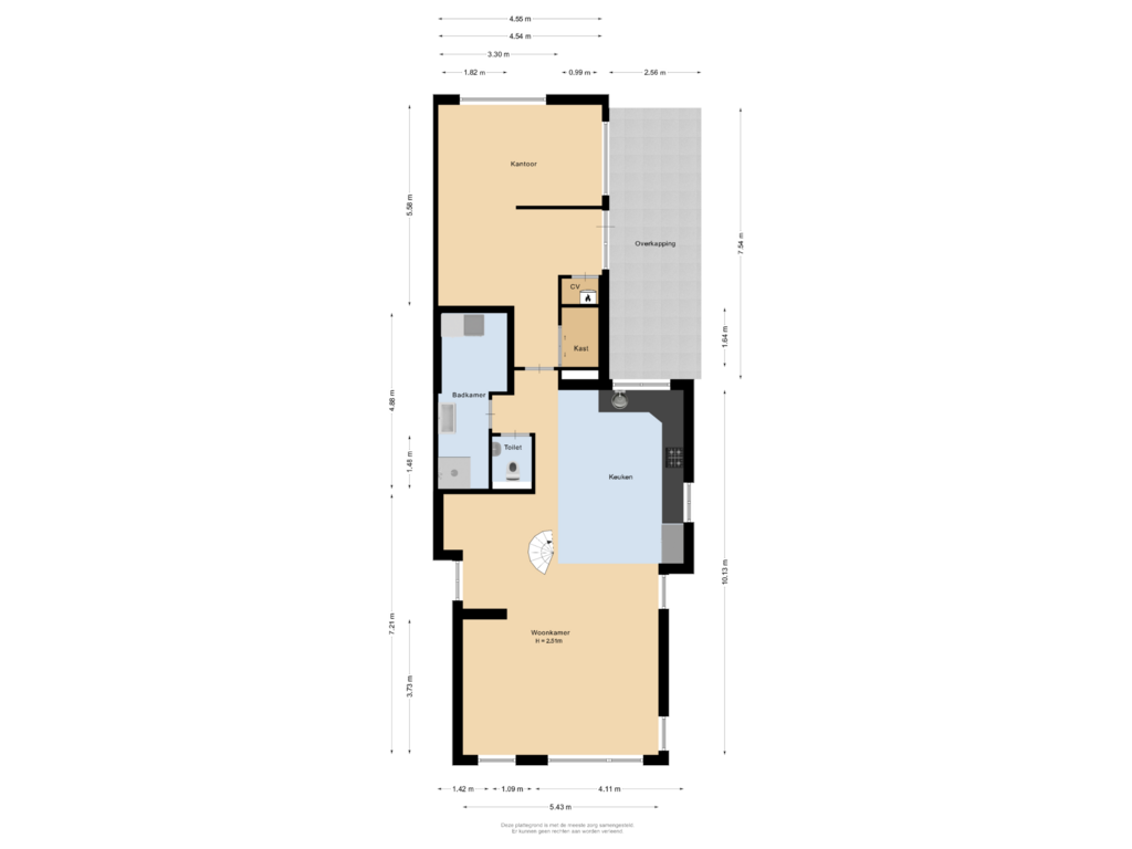 Bekijk plattegrond van Begane grond van Groningerstraatweg 4