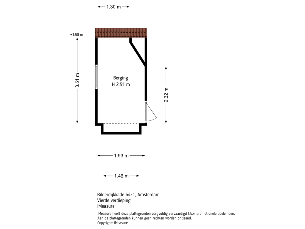 View floorplan of 4e verdieping of Bilderdijkkade 64-1