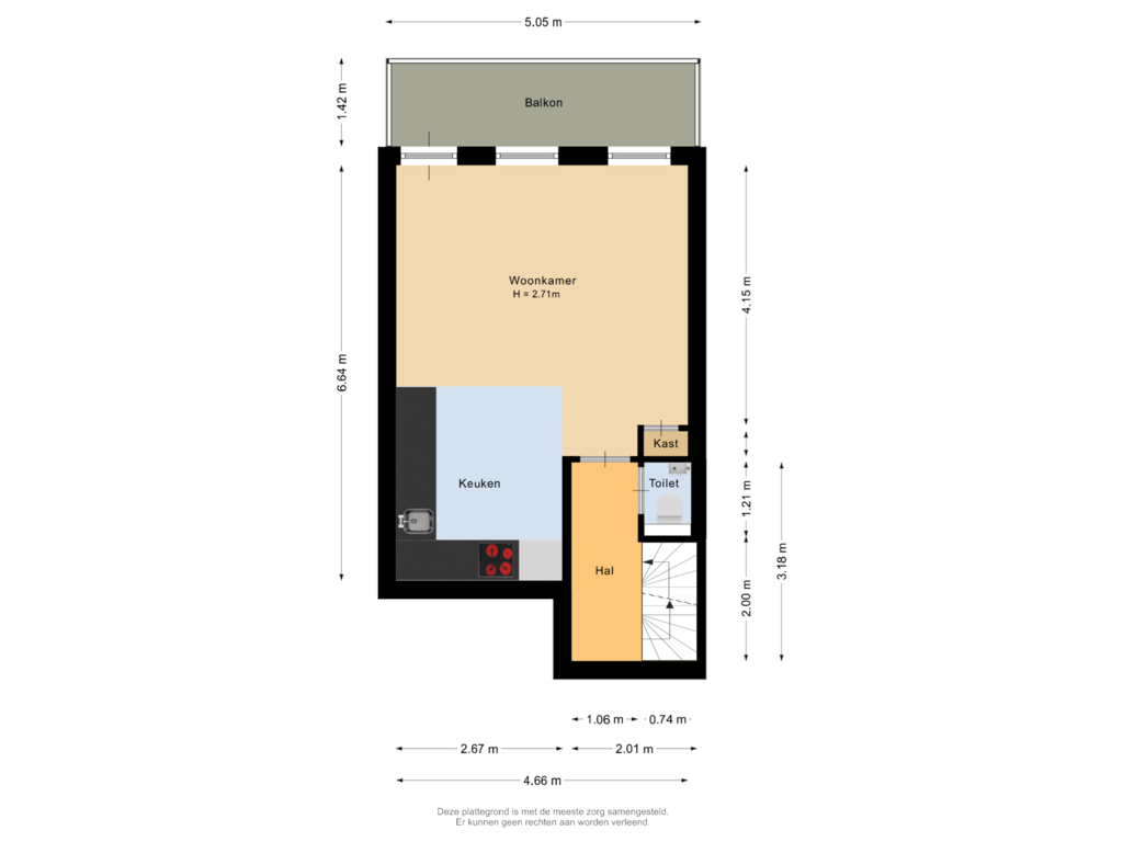 View floorplan of Eerste verdieping of Katendrechtse Lagedijk 388-B