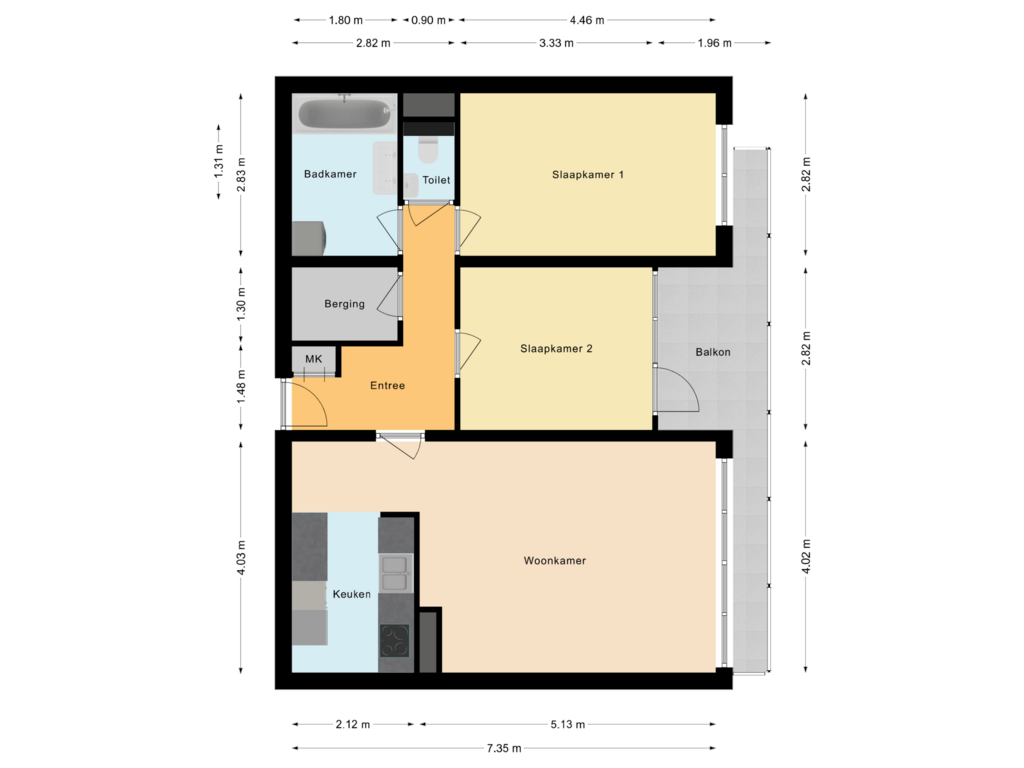 View floorplan of Appartement of Leerdamhof 168