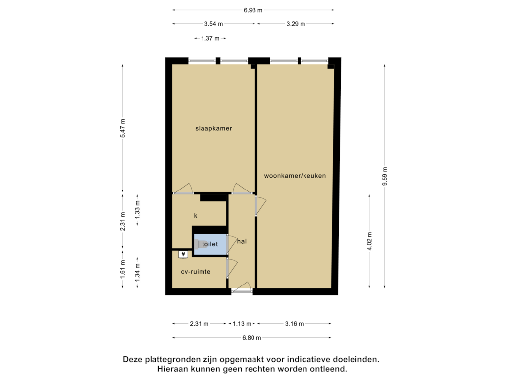 View floorplan of Appartement of Hoofdstraat 65-B