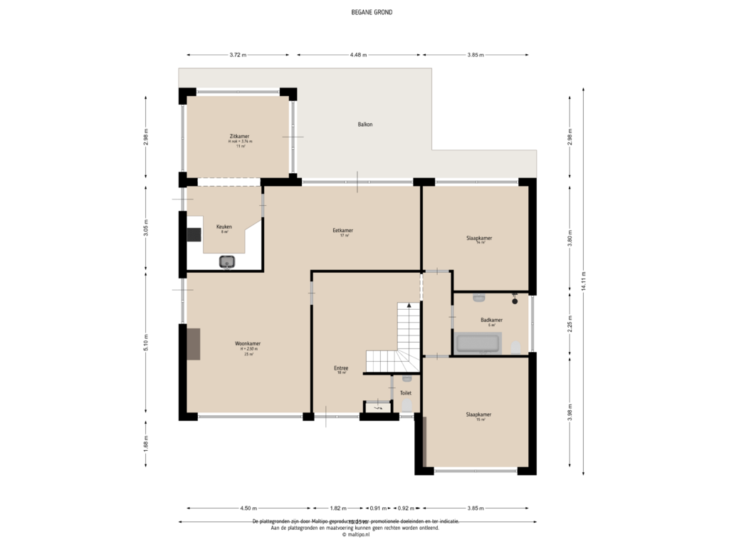 Bekijk plattegrond van Begane grond van Oudendijk 1