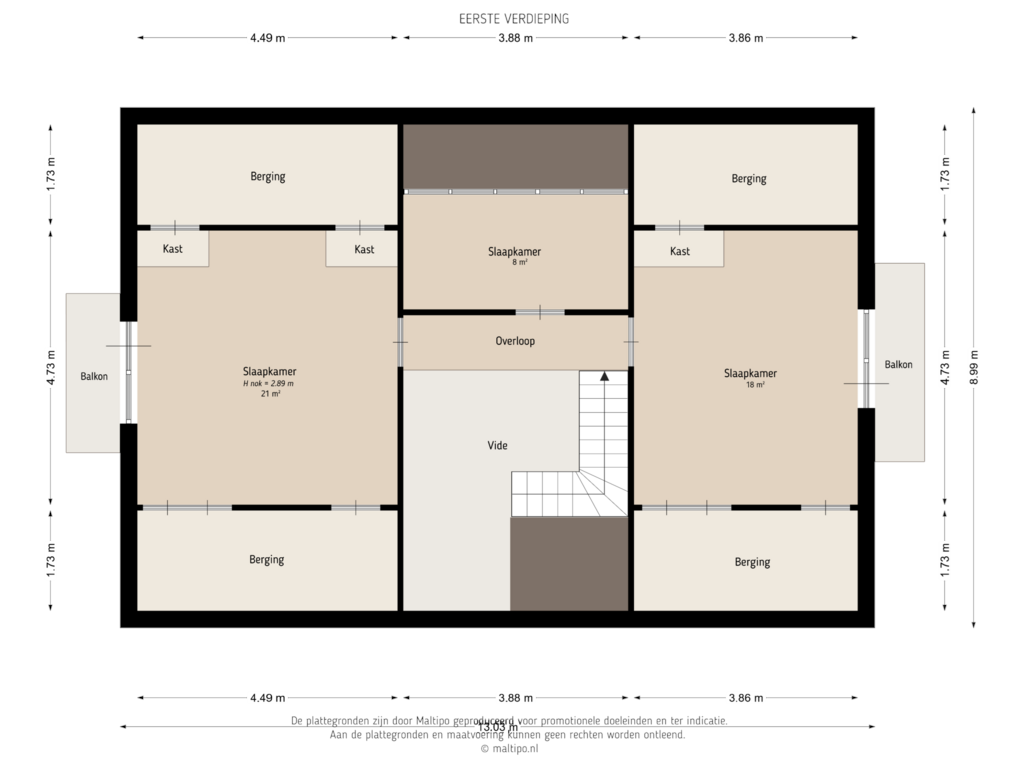 View floorplan of Eerste verdieping of Oudendijk 1