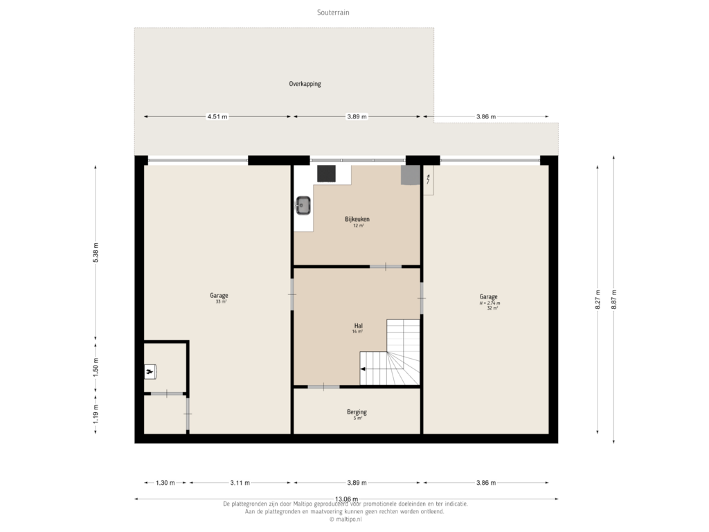 View floorplan of Souterrain of Oudendijk 1