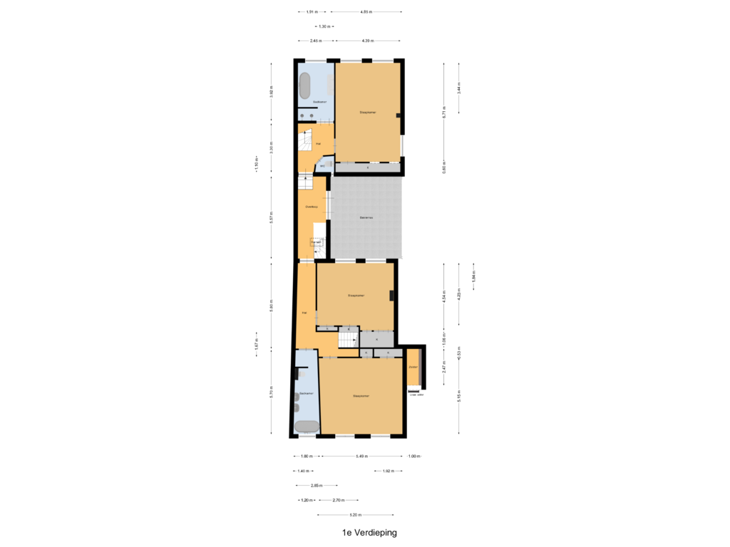 Bekijk plattegrond van 1e Verdieping van Leeuweringerstraat 43