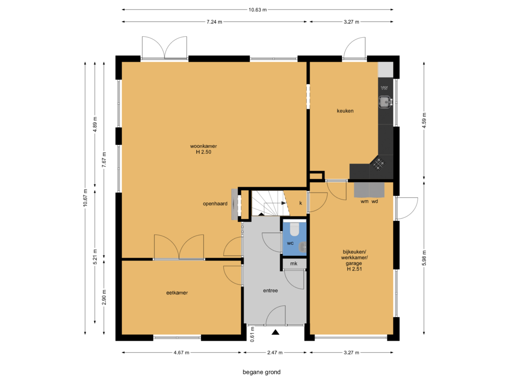 View floorplan of begane grond of Eikendael 29