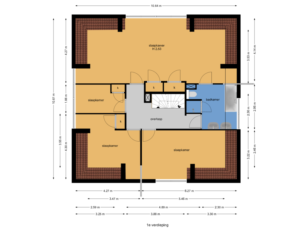 View floorplan of 1e verdieping of Eikendael 29