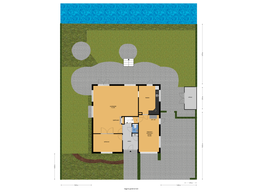 View floorplan of begane grond  en tuin of Eikendael 29