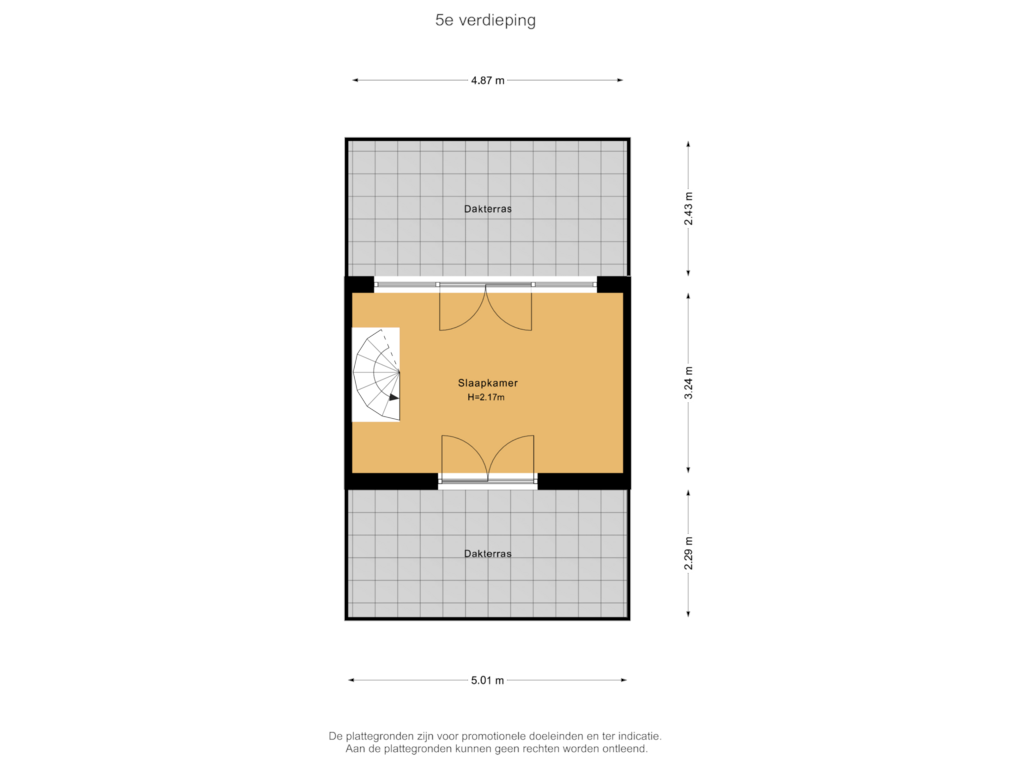 View floorplan of 5e verdieping of Burmanstraat 26-4